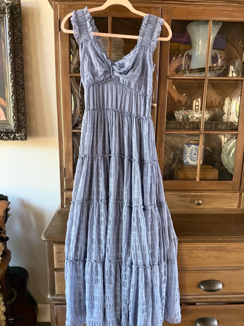Max Studio Lavender Tiered Smocked Maxi Dress